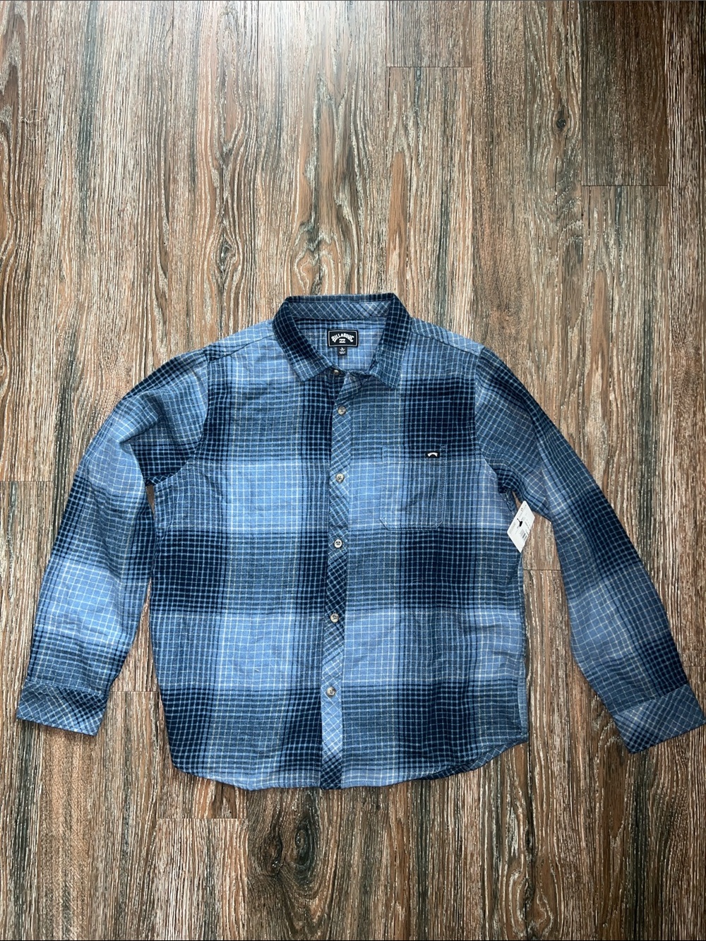 Billabong Blue Plaid Kids Flannel Button-Down Shirt NWT